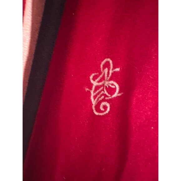 Royal Knight Mens Red Velvet Bathrobe With Belt & Monogram One Size - Picture 3 of 5